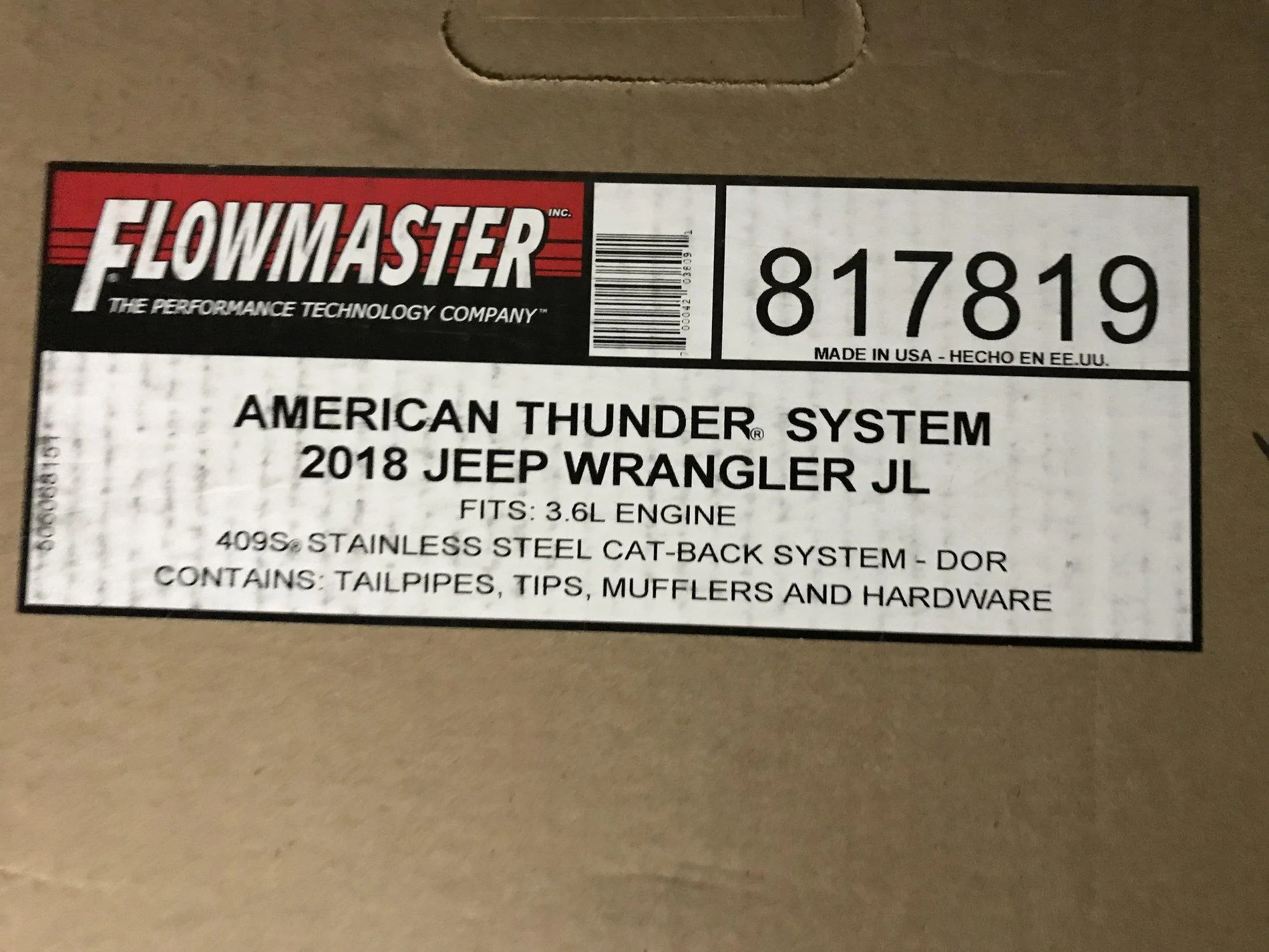 Jeep Wrangler JL Barely used Flowmaster American thunder cat-back  system CF7568D2-6DAF-4B0B-A956-86CE17D7F0C5