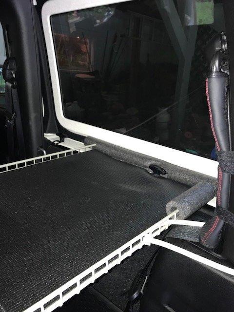 Jeep Wrangler JL Rollbar mounted cargo shelf IMG_3857