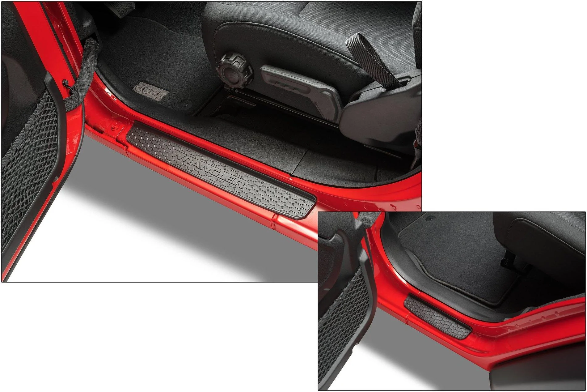 Jeep Wrangler JL Quadratec JL Entry Guards~Superb! Mopar_82215394_Black_Door_Sill_Guards_Front_Rear_Install