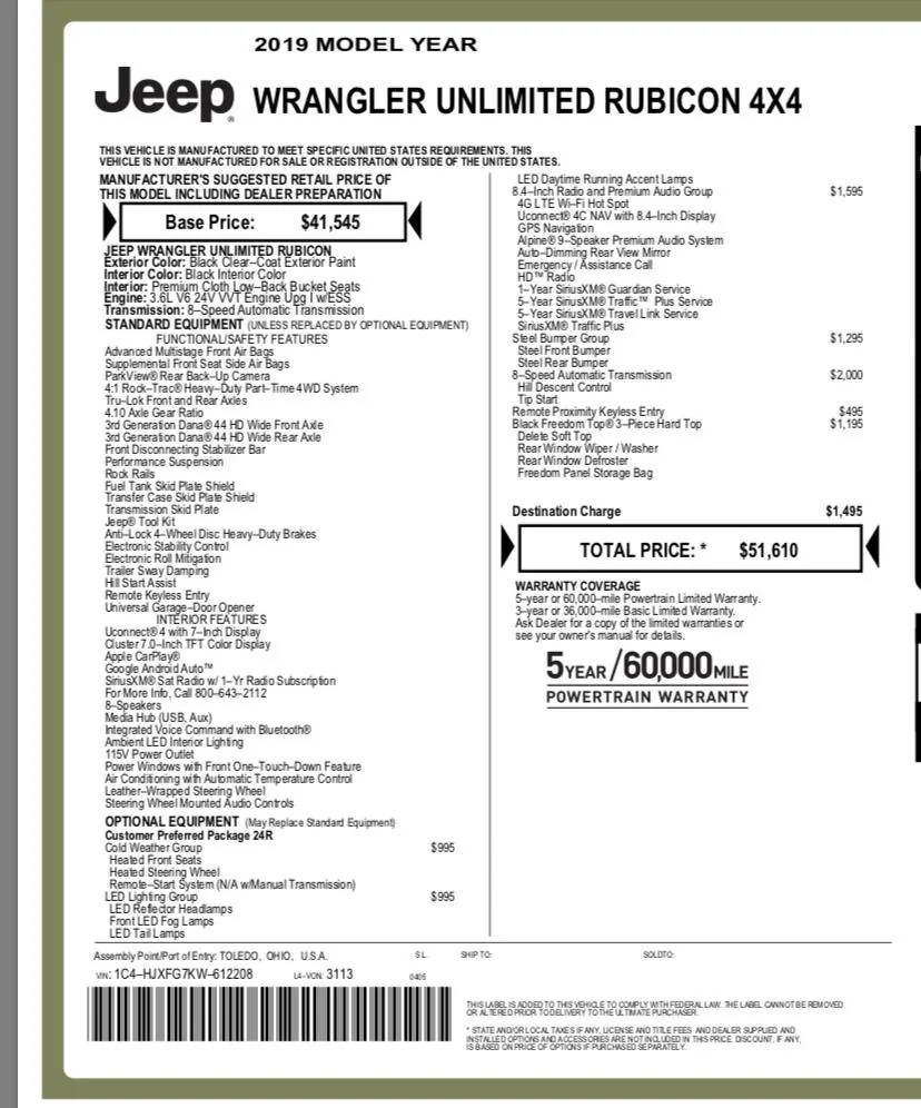 Jeep Wrangler JL 2019 Rubicon Deal 8B91D3A8-5F76-4135-9662-7375D8108A18