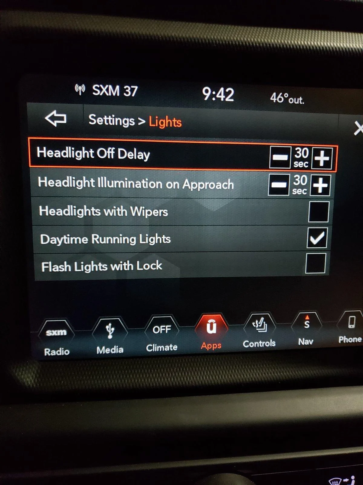 Jeep Wrangler JL Camp ground light and sound settings 20190622_214301