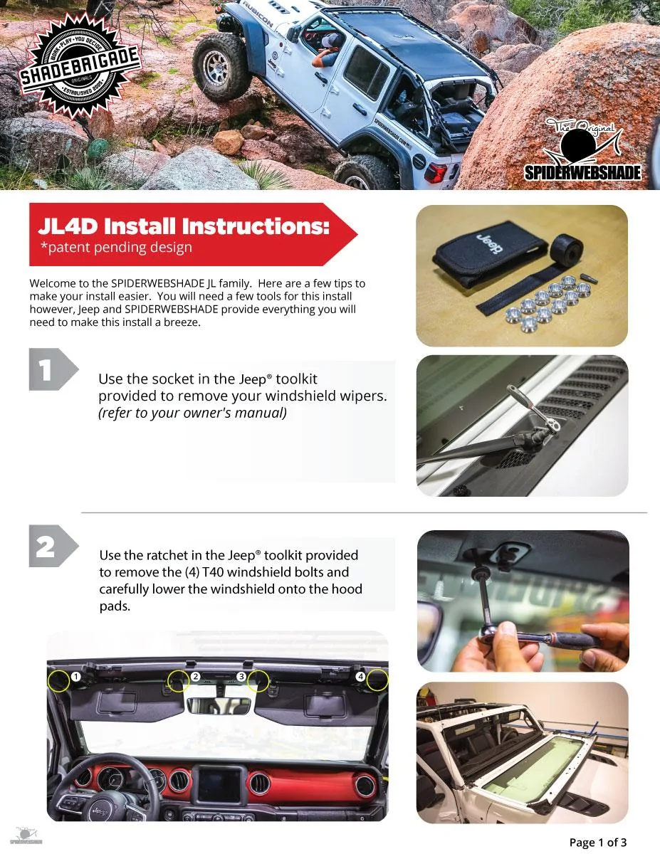 Jeep Wrangler JL Spiderwebshade SWS_JL_Install1