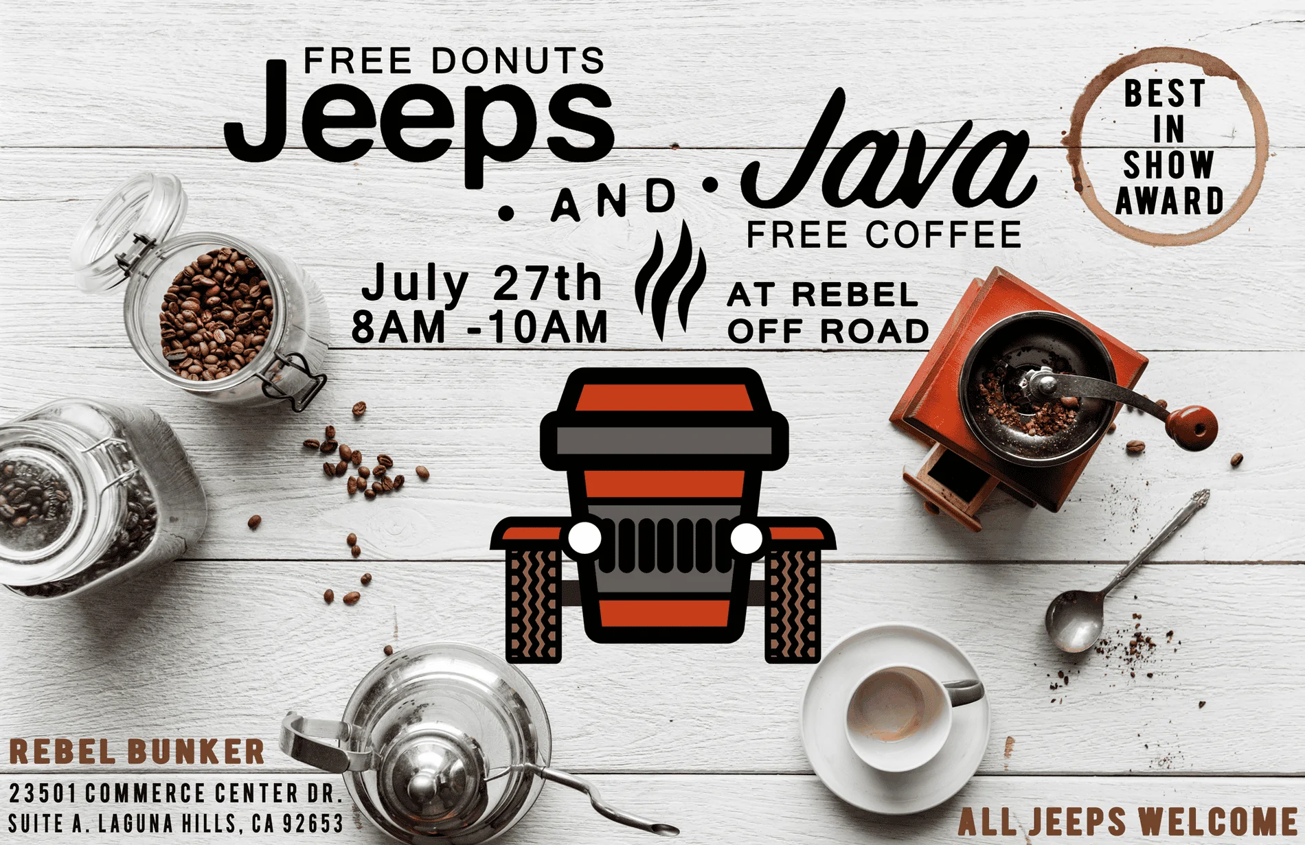 Jeep Wrangler JL Jeeps and Java July 27th at Rebel Off Road JeepsAndJava-july27