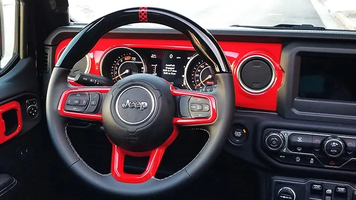 Jeep Wrangler JL Bold JL Firecracker Red Interior Mega-JL-steering-wheel