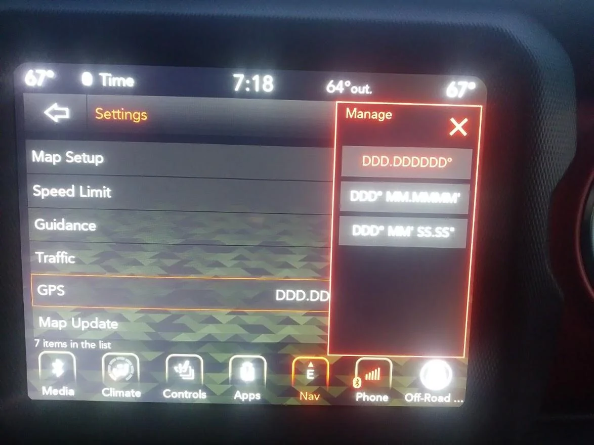 Jeep Wrangler JL UTM Coordinates on Offroad Nav System GPS
