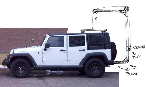 Jeep Wrangler JL DIY Hardtop hoist ideas - brainstorming cran