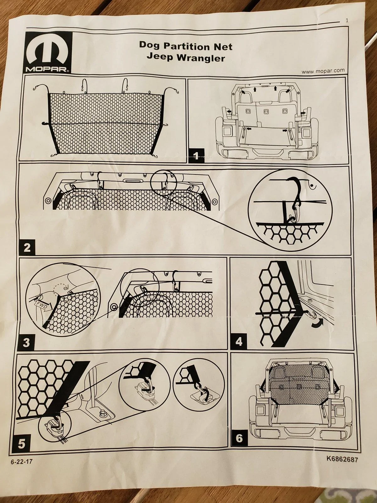 Jeep Wrangler JL Mopar pet barrier: $100 shipped 20190928_151120