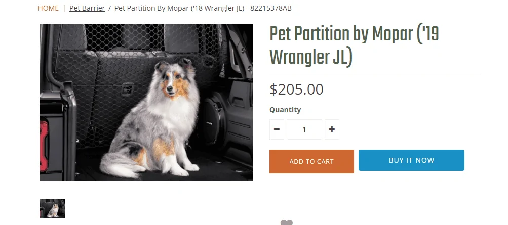 Jeep Wrangler JL Mopar pet barrier: $100 shipped pet barrier