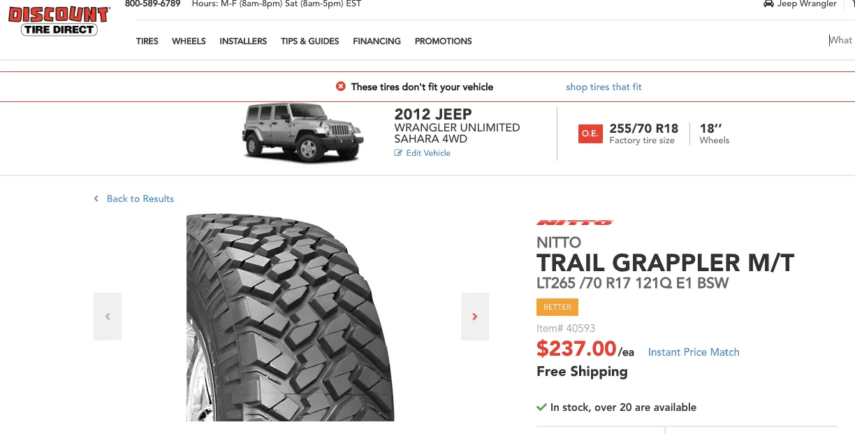 Jeep Wrangler JL Purchasing New Tires! Screen Shot 2019-10-02 at 5.25.14 PM