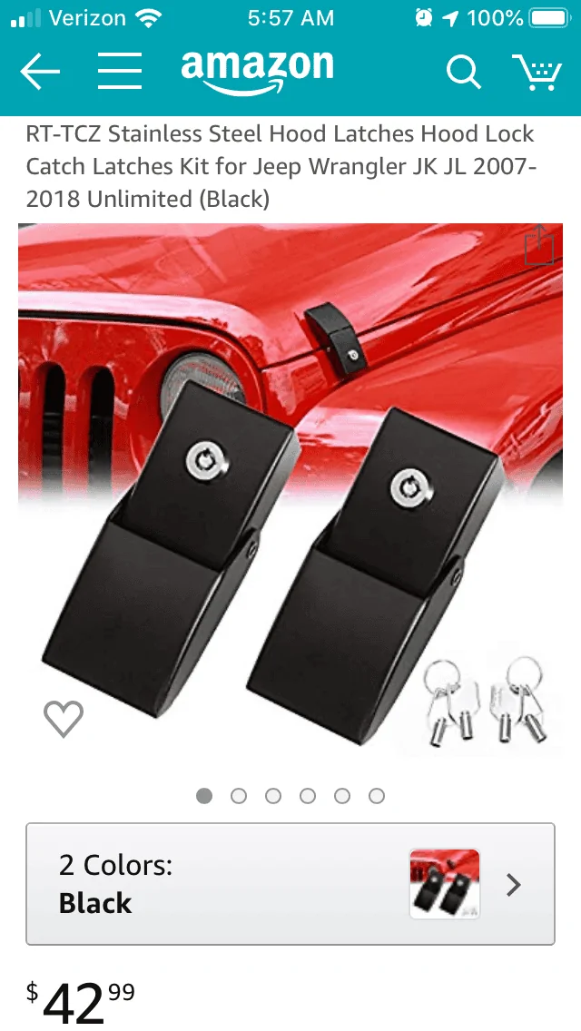 Jeep Wrangler JL Anyone try these Amazon Hood Locks? B0A16BC4-B22F-459B-9A02-954271F287C1