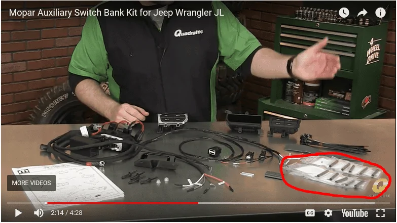Jeep Wrangler JL JL Delivery Checklist JL, Shrinking Tubing for AUX Switches