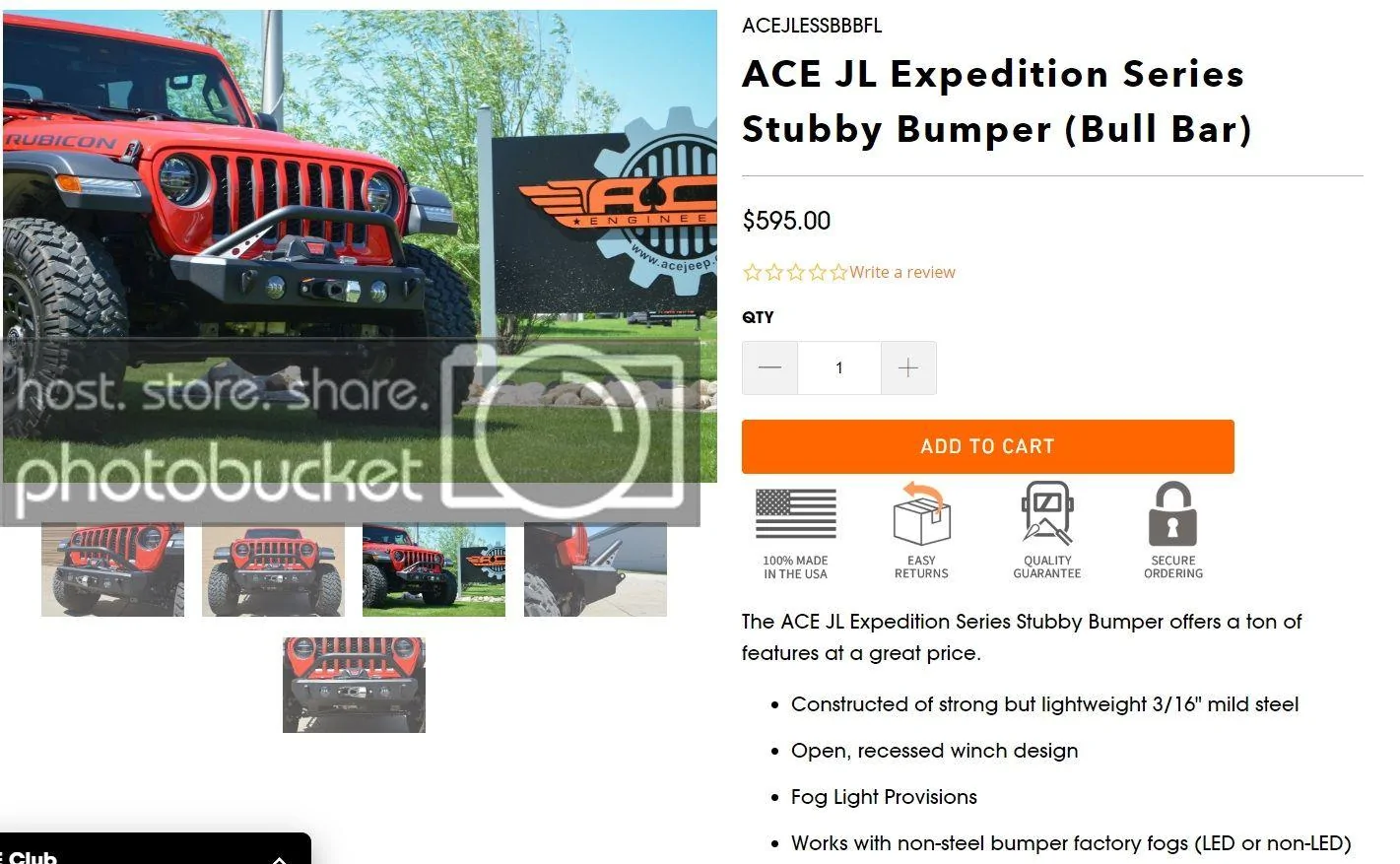 Jeep Wrangler JL For Sale: Ace Engineering Front & Rear Bumpers Front%20Ace%20Bumper_zpsughruyyi