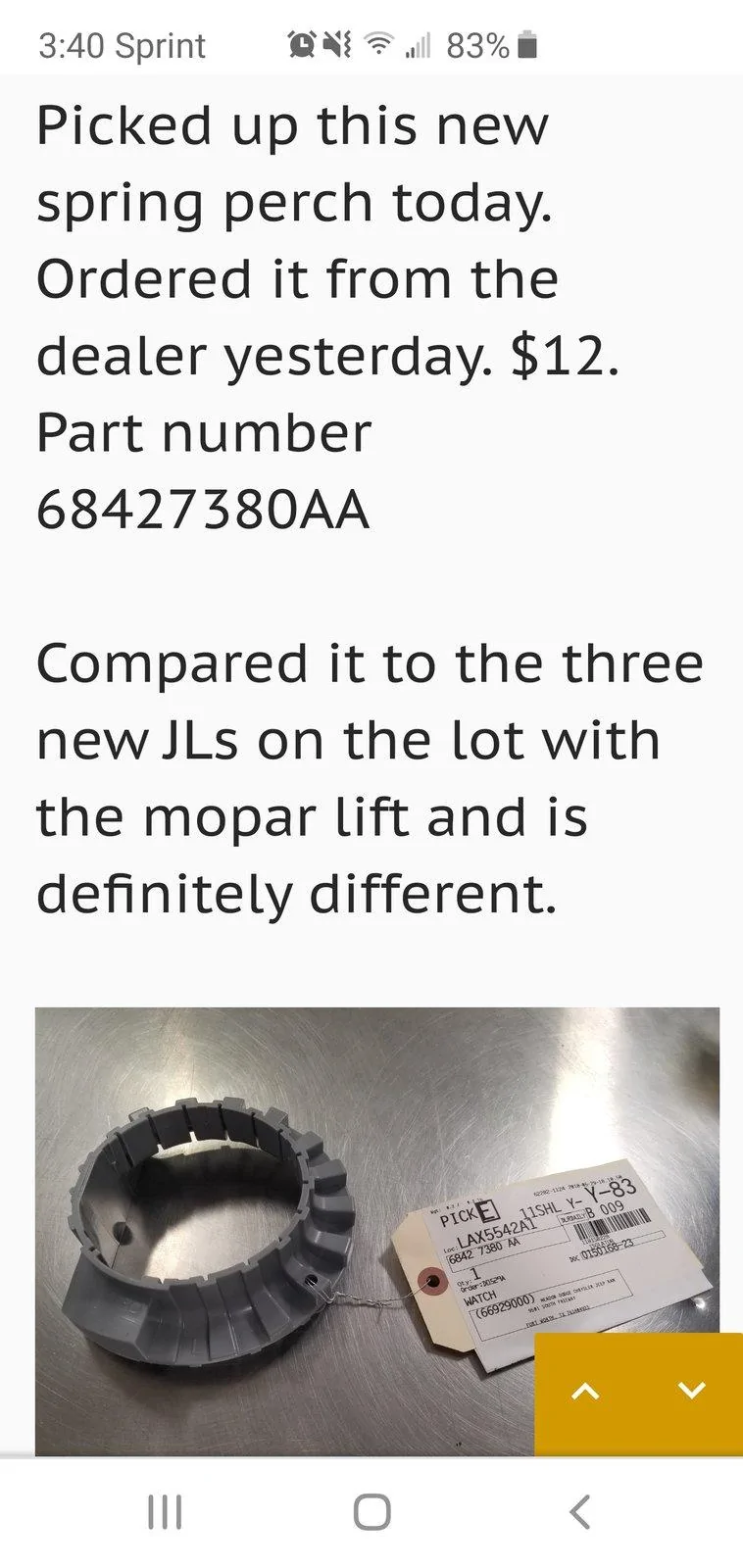 Jeep Wrangler JL New Spring Pad Option for Mopar Lift Correction Screenshot_20191211-034048_Chrom