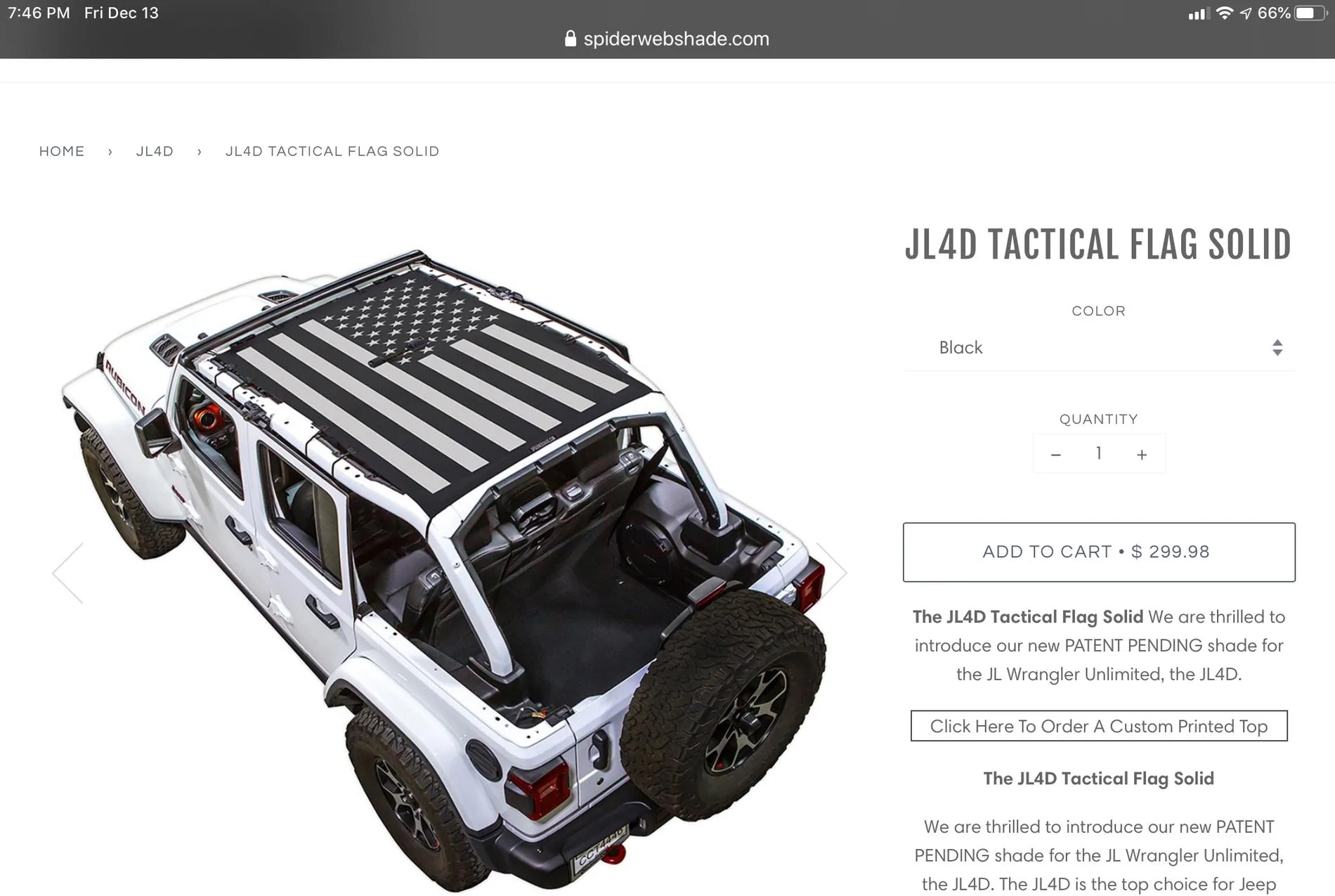 Jeep Wrangler JL Spiderweb Shade The JL4D Tactical Flag Solid Black ?temp_hash=e9e1a375f55c4ec931c2457287f1a11d