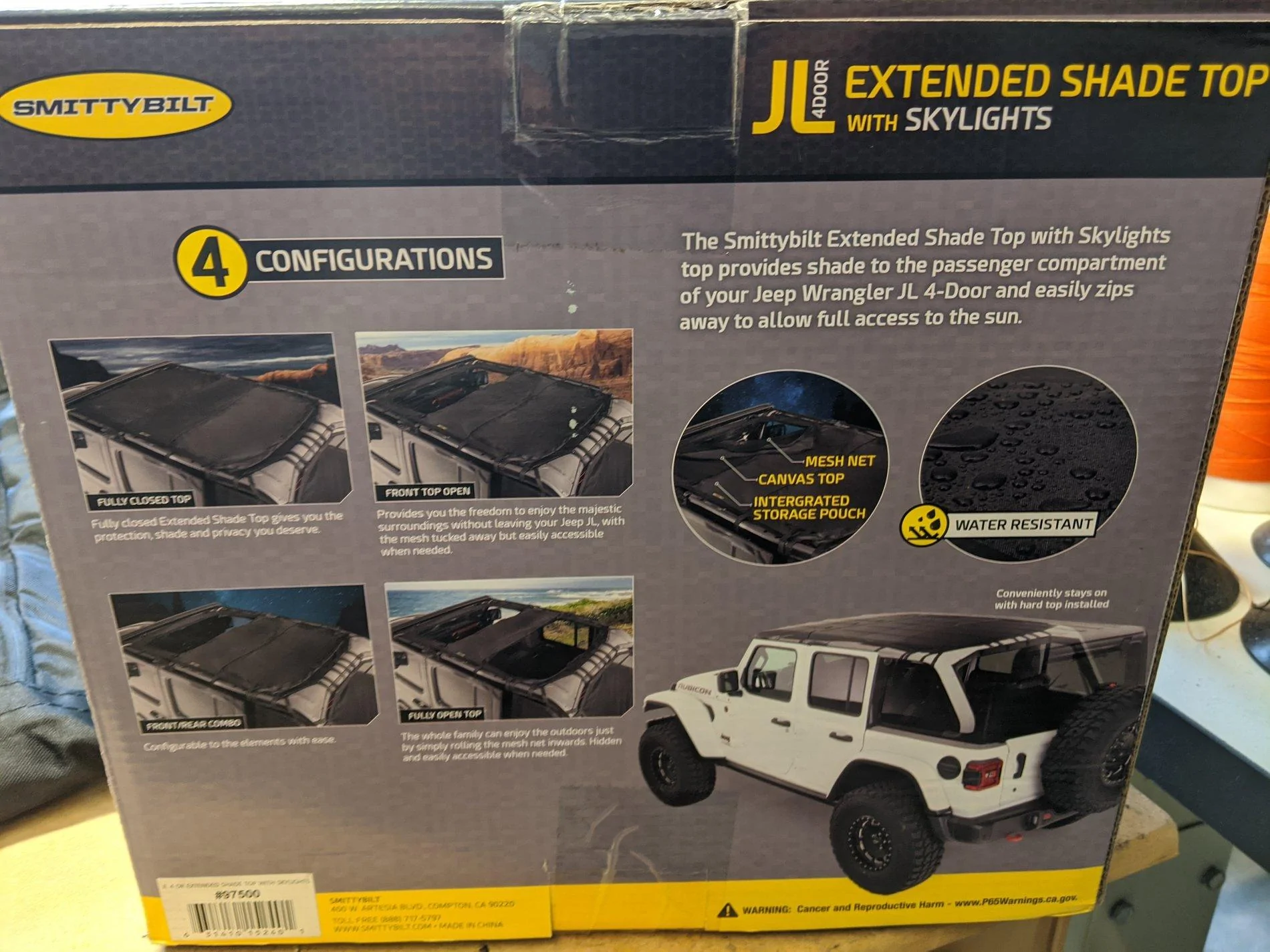Jeep Wrangler JL Smttybuilt Ext Shade Top with Skylights IMG_20191219_125009