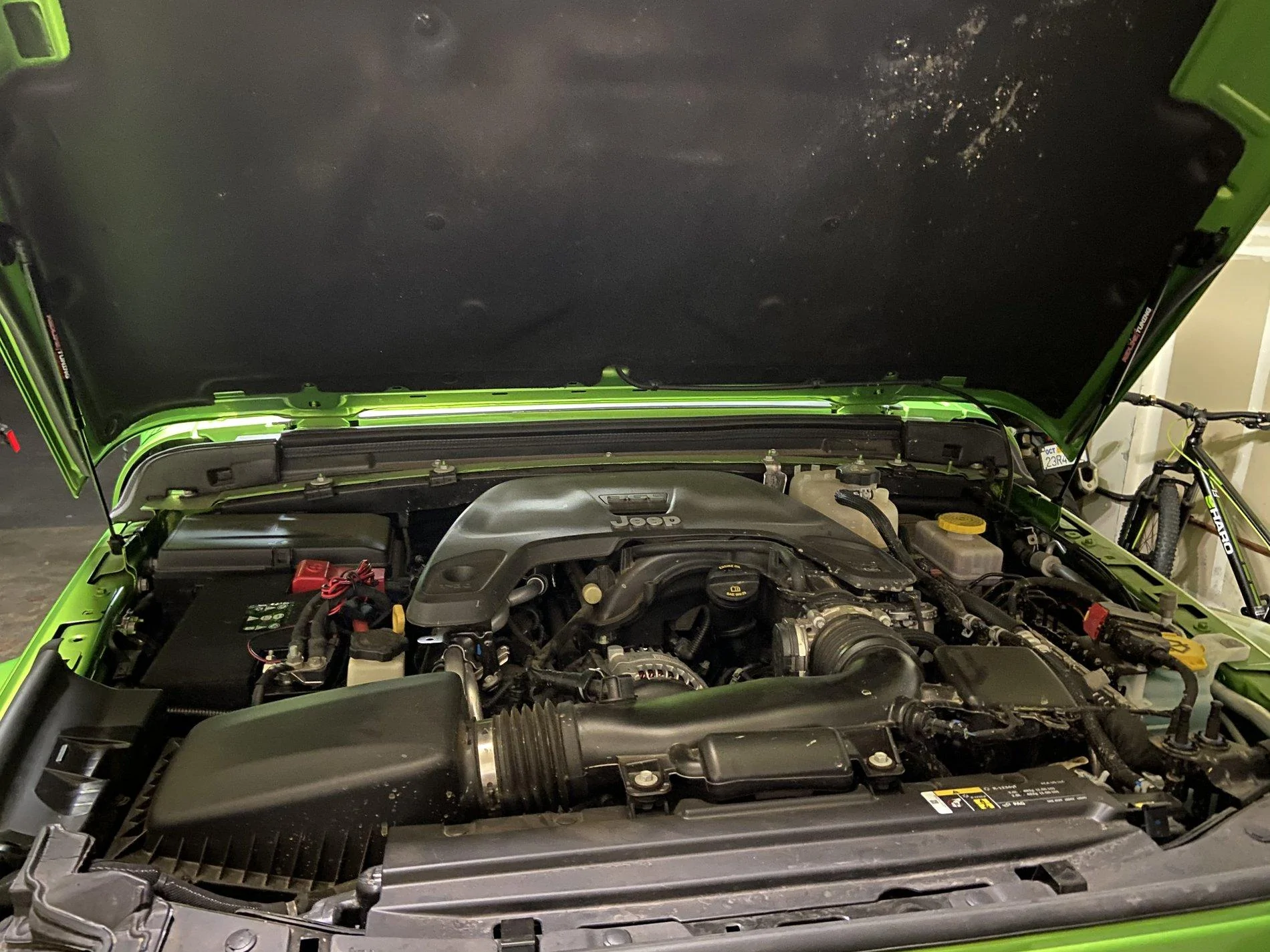 Jeep Wrangler JL Installed Redline hood struts A09858B0-3250-4102-9A3F-A9636865C27D