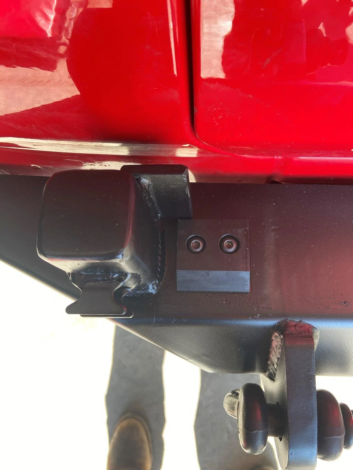 Jeep Wrangler JL Homebuilt tire carrier stop painted and delrin