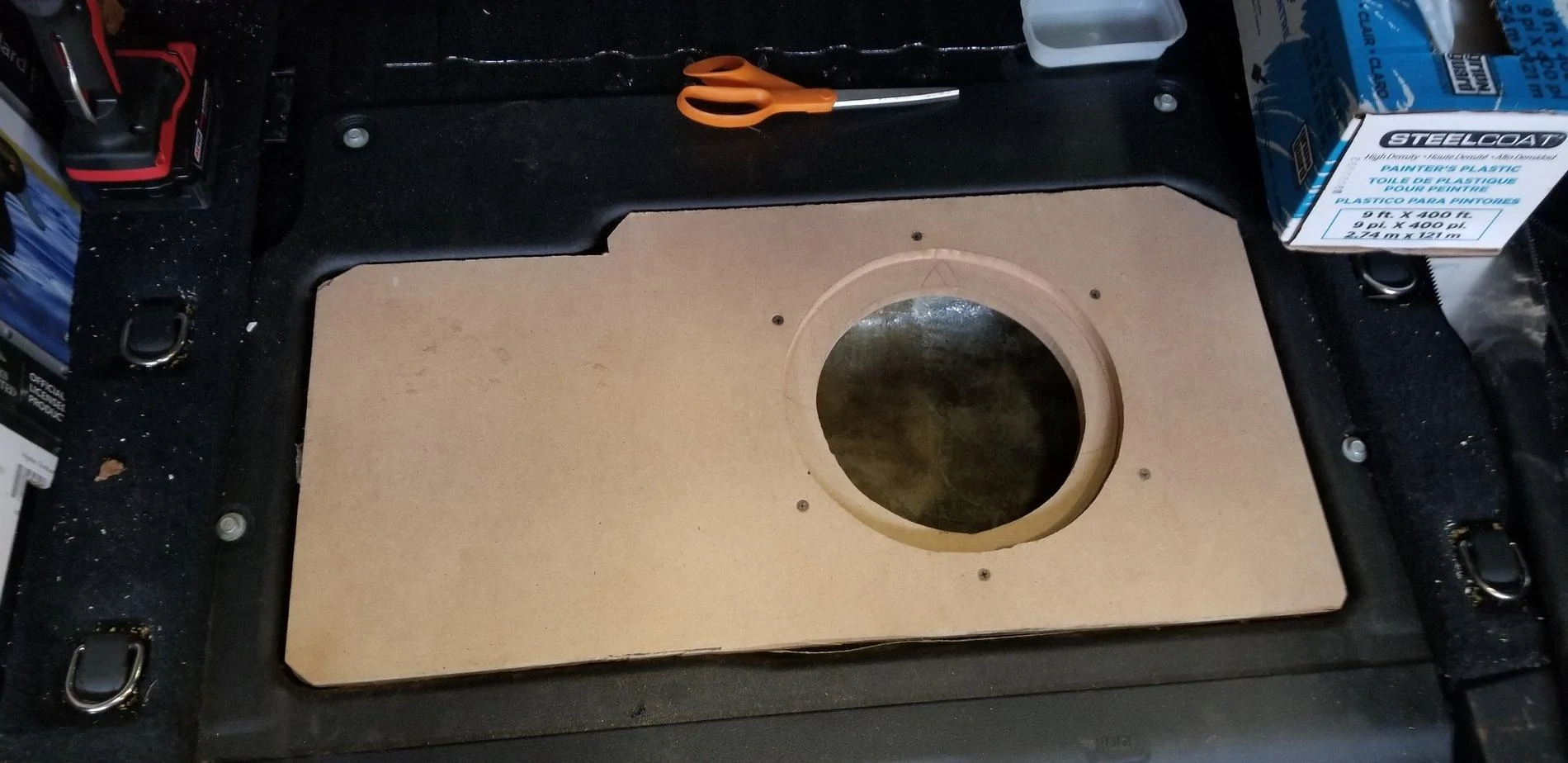 Jeep Wrangler JL Cargo Tub Subwoofer Project 20200305_145036