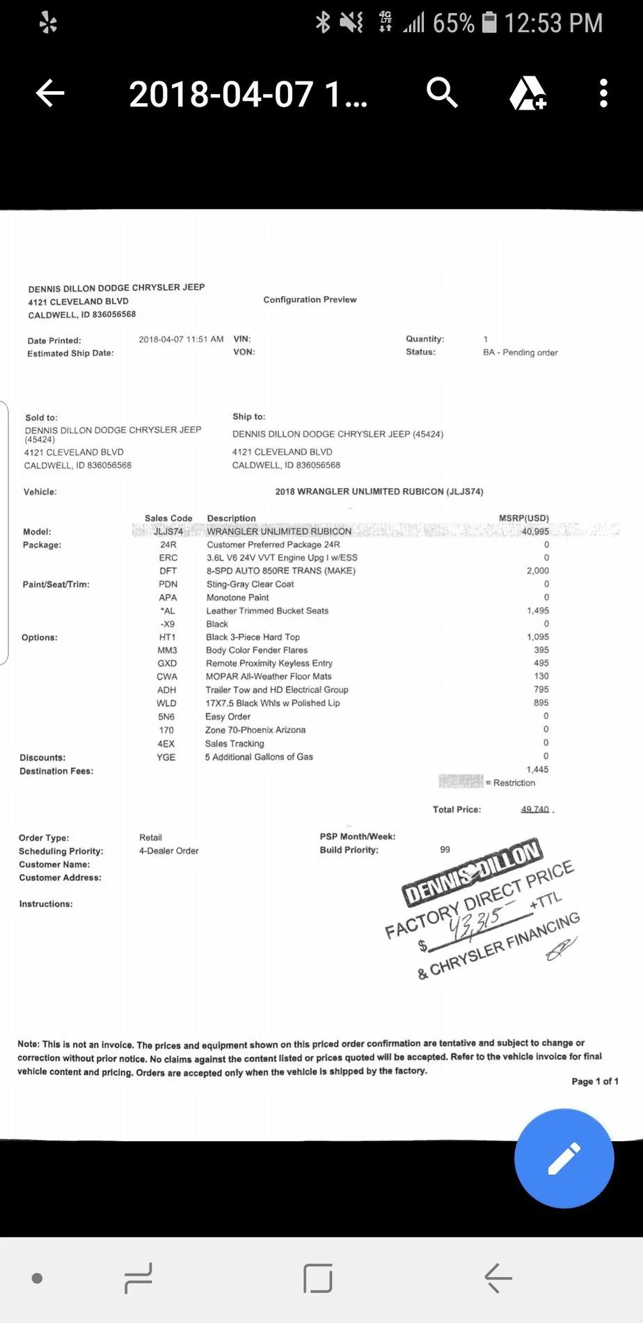 Jeep Wrangler JL Los Angeles Area Pricing Screenshot_20180407-125316_Driv