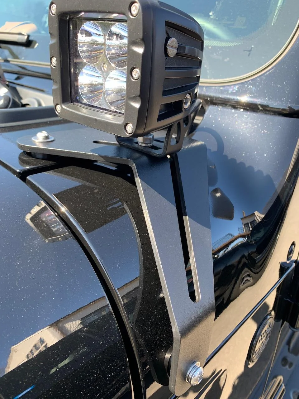 Jeep Wrangler JL Windshield Hinge Light Brackets for Light Bar and Spot Beams IMG_2151