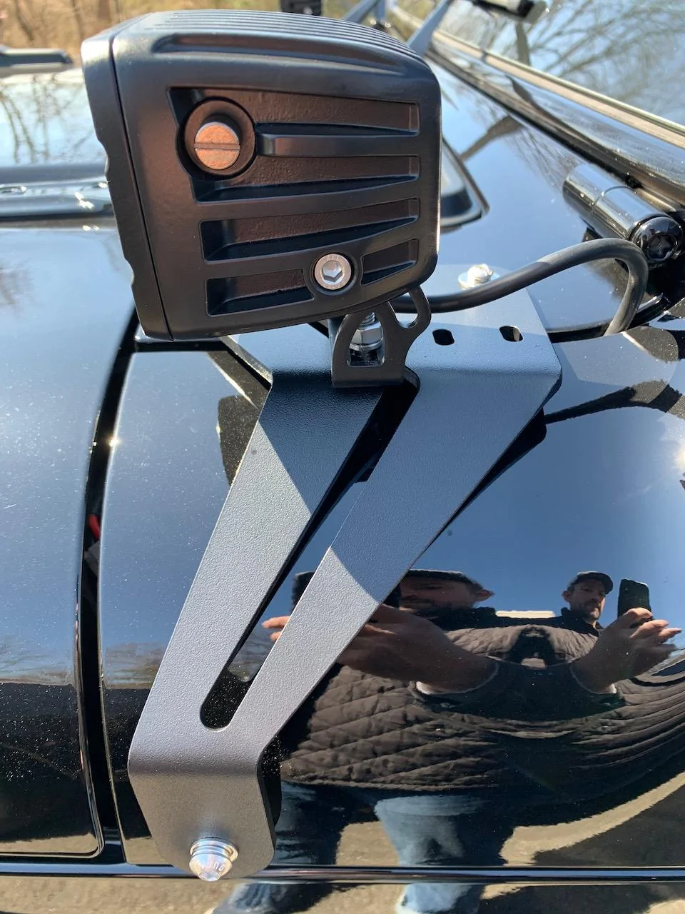 Jeep Wrangler JL Windshield Hinge Light Brackets for Light Bar and Spot Beams IMG_2152