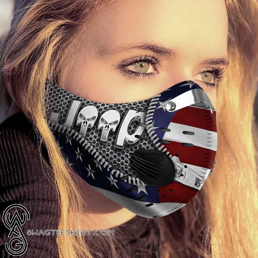 Jeep Wrangler JL Mask for Jeep people Jeep-american-flag-carbon-pm-25-face-mask
