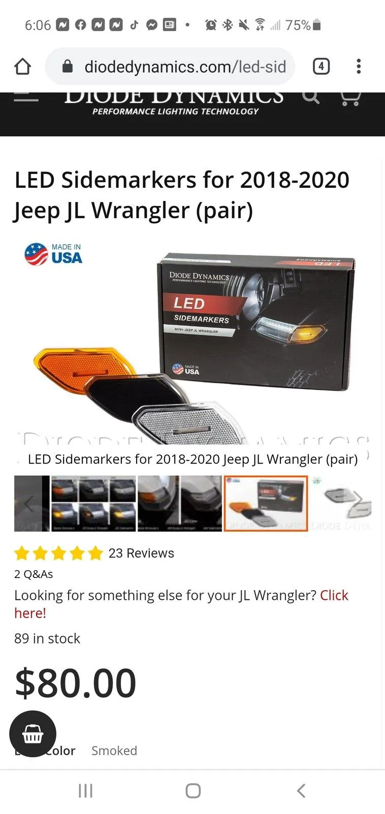 Jeep Wrangler JL Smoked Diode Dynamics LED sidemarkers Screenshot_20200419-180616_Chrom