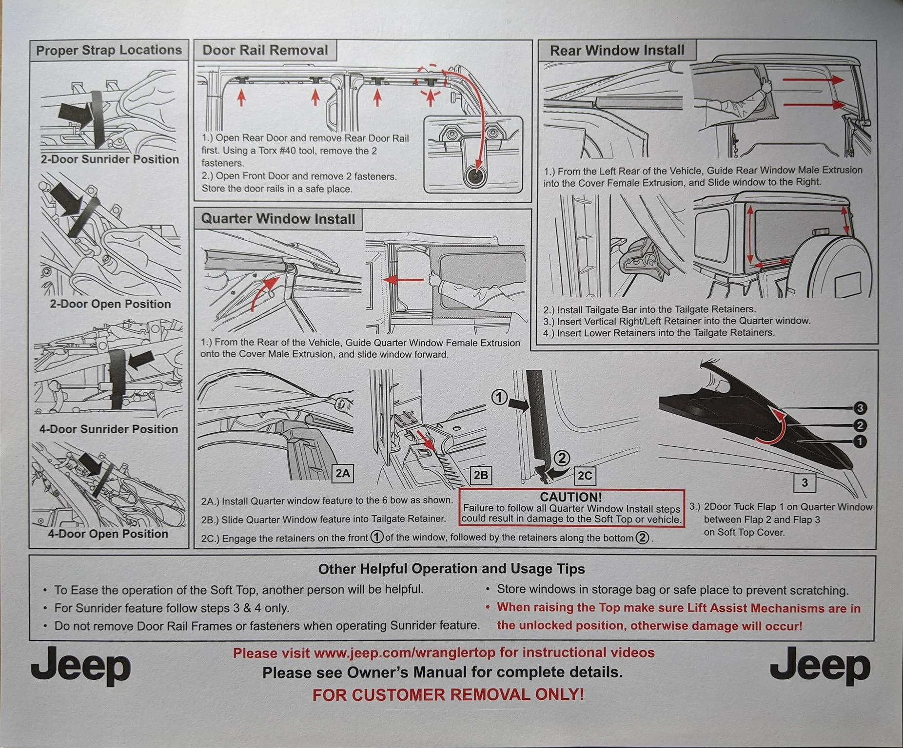 Jeep Wrangler JL Rear Quarter Windows Recall jl window recall