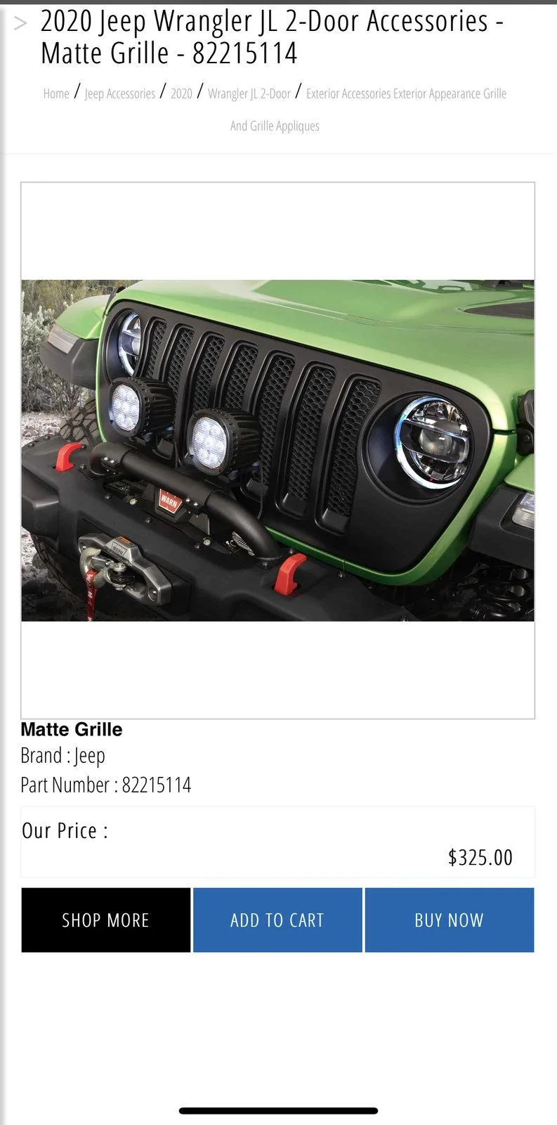 Jeep Wrangler JL Mopar Satin Black Grill A3899251-7082-410A-B74F-2935744F5A8B