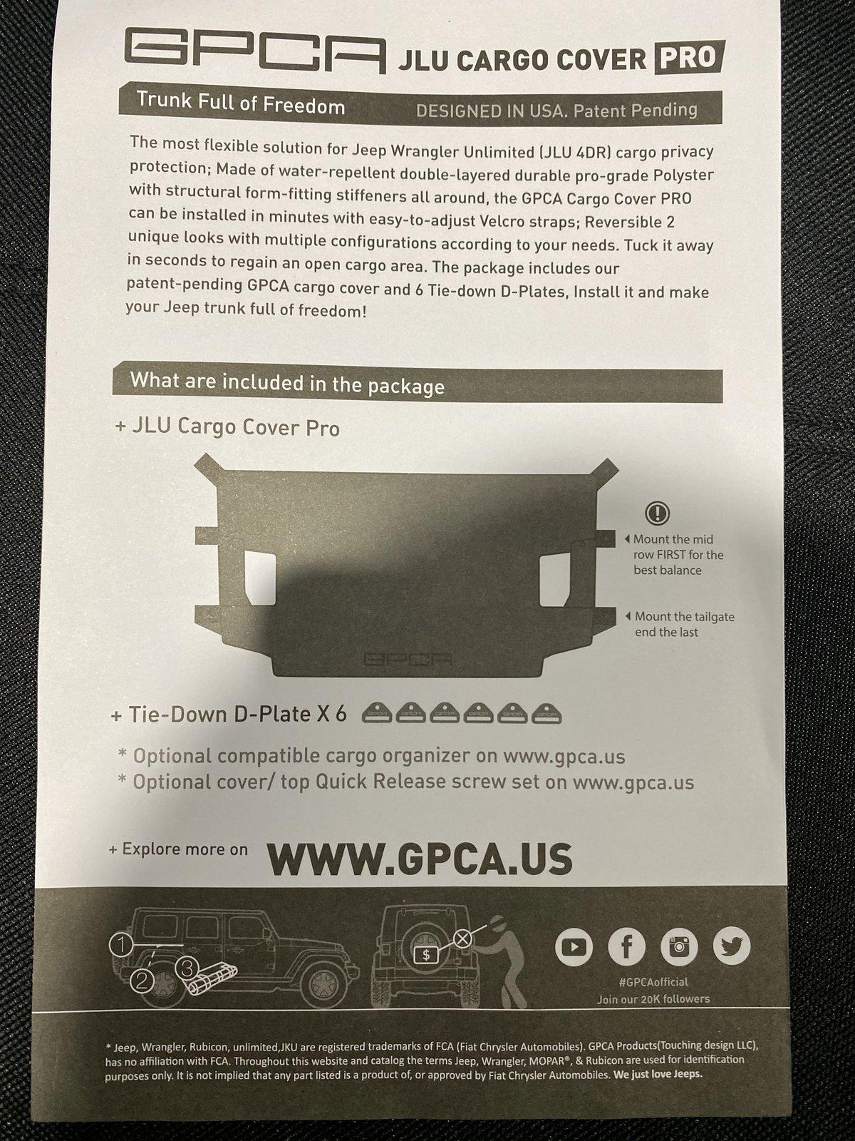 Jeep Wrangler JL GPCA Cargo Cover ($50)- Slight rip FF01C6F3-6F11-4D74-A581-756B0475E09A