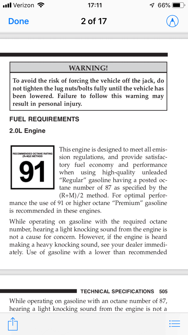 Jeep Wrangler JL Unleaded Gas question for 2.0L engine 9E172E51-68E7-452E-B851-AF490D802456