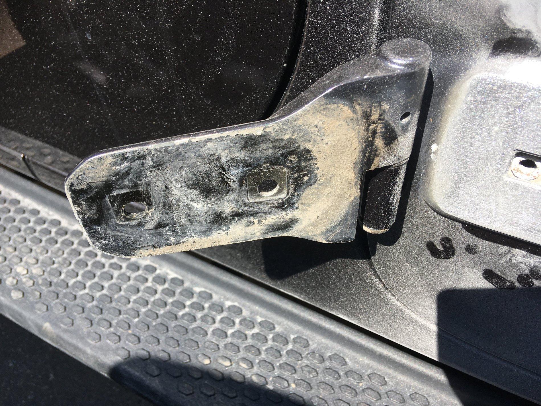 Jeep Wrangler JL Bubbles in Paint at Door Hinges IMG_5952.JPG