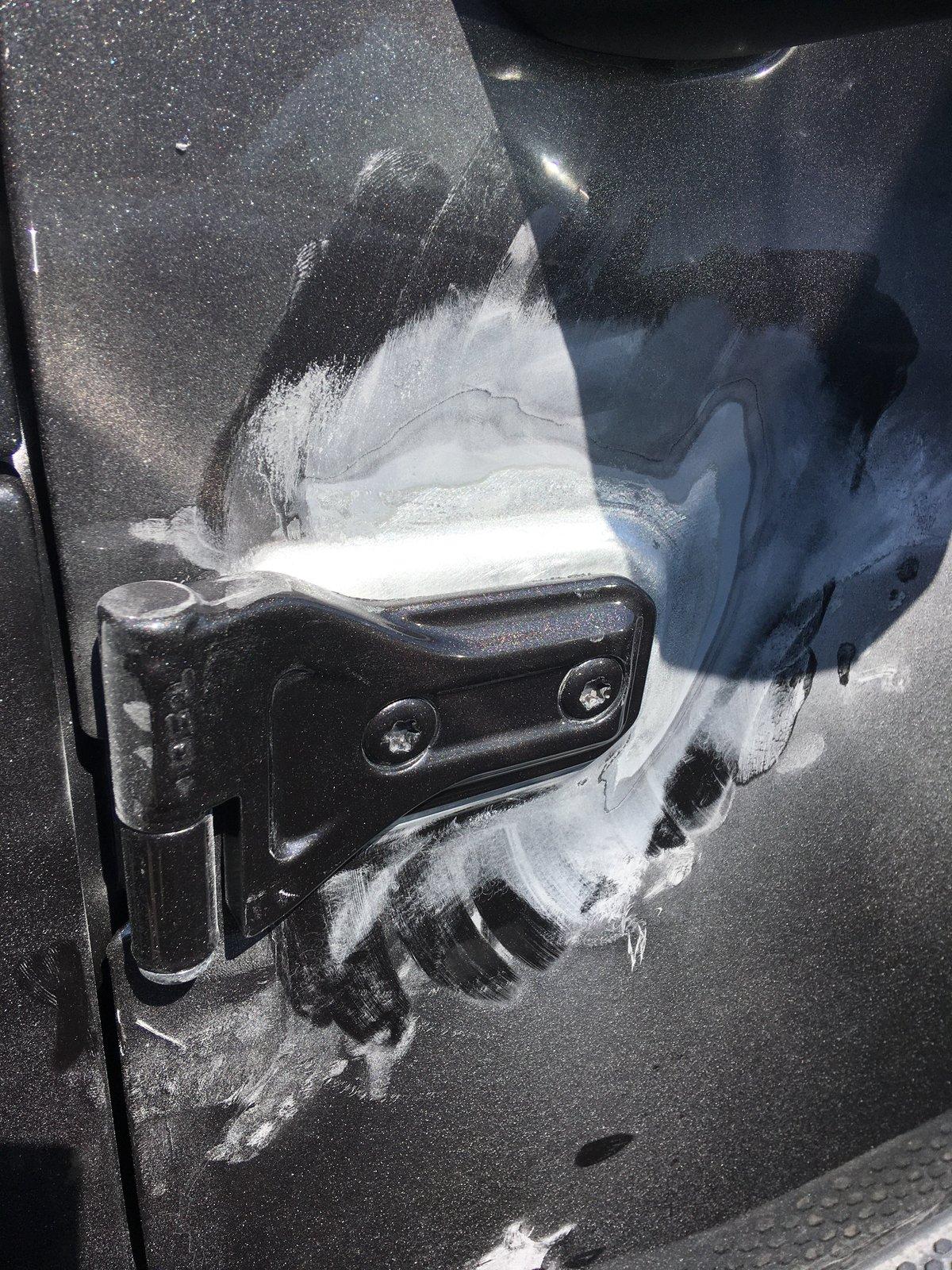 Jeep Wrangler JL Bubbles in Paint at Door Hinges IMG_5954.JPG