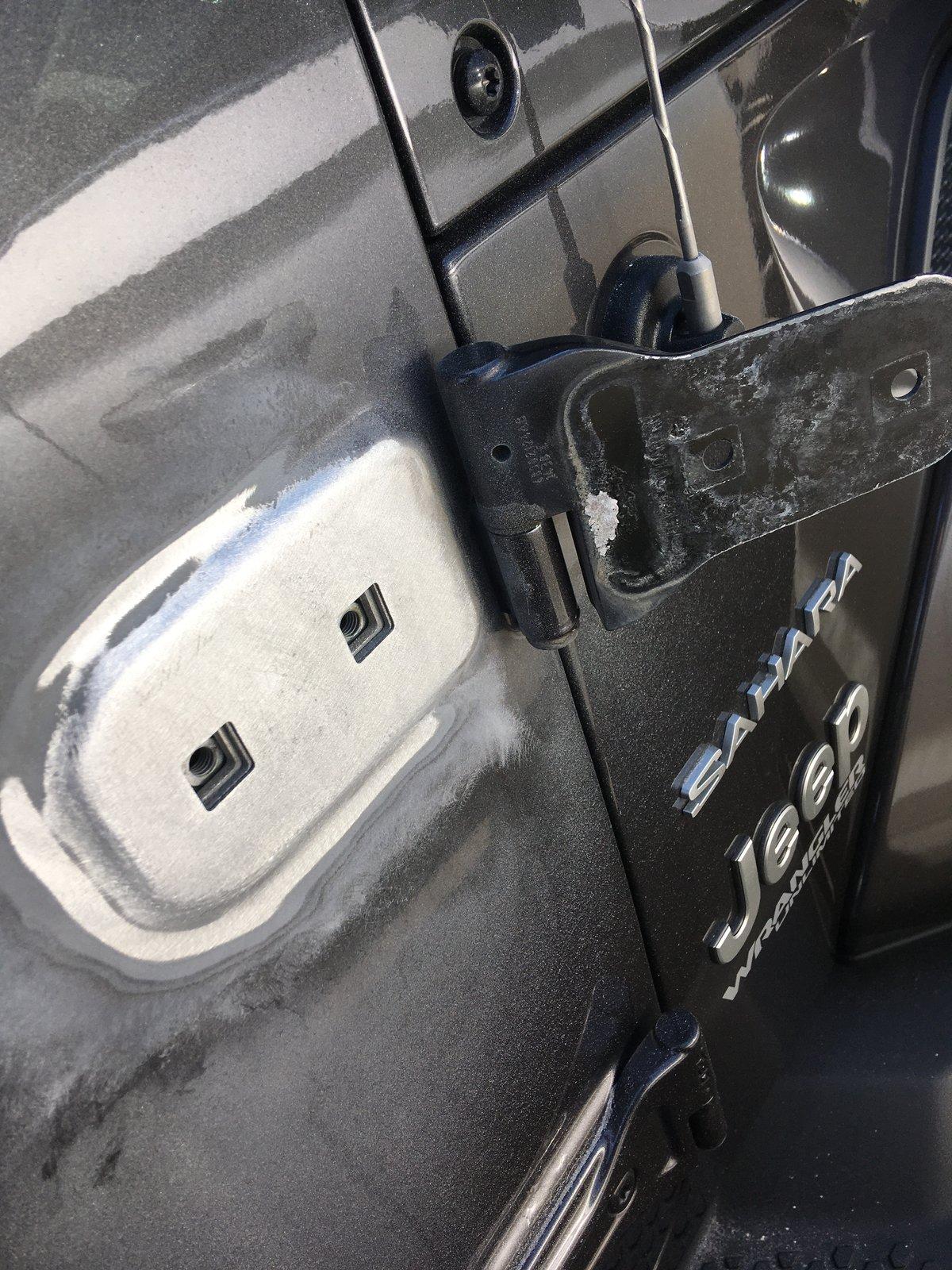 Jeep Wrangler JL Bubbles in Paint at Door Hinges IMG_5956.JPG