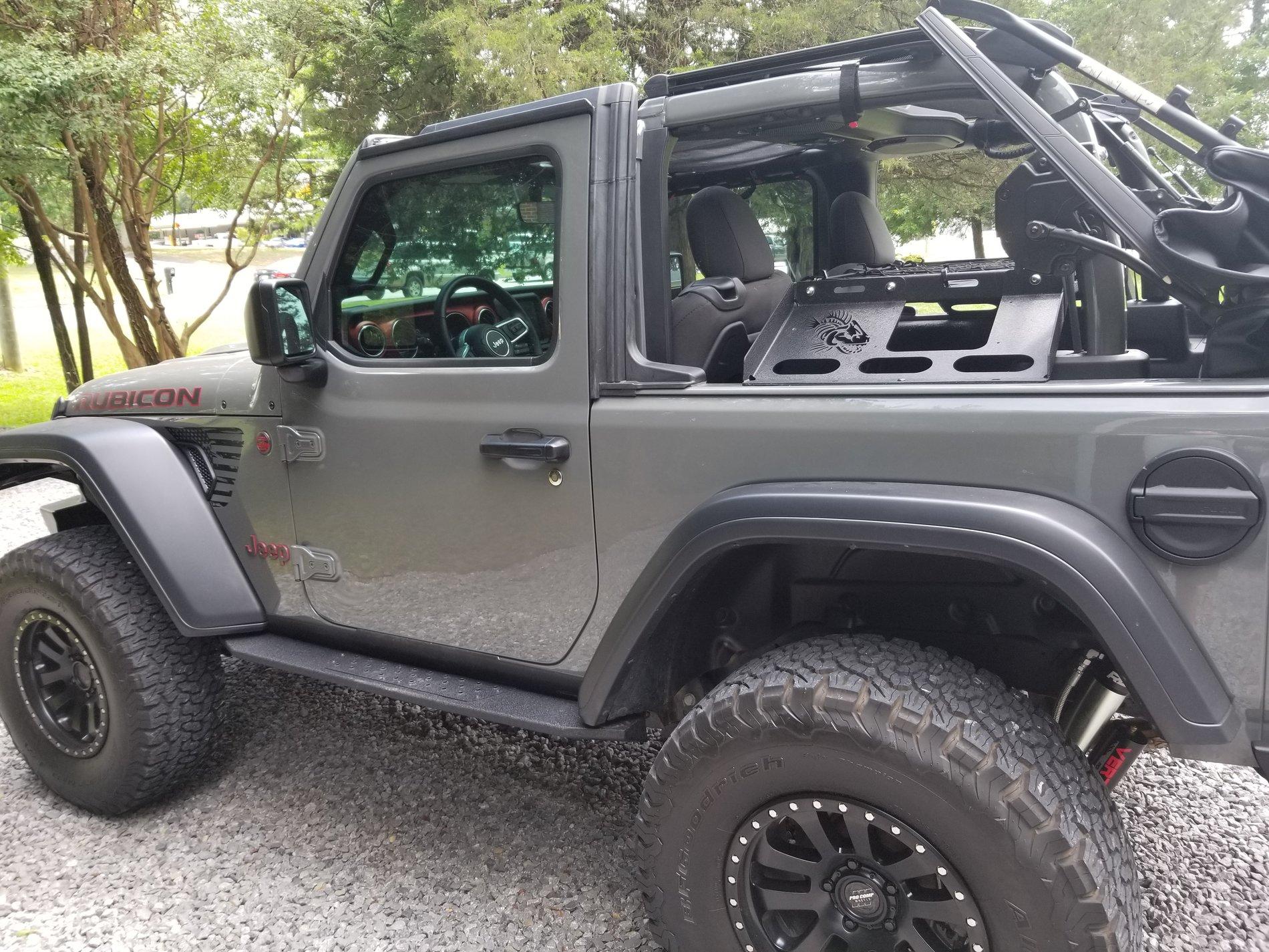 Jeep Wrangler JL Bonefish interior cargo rack on two door. 20200628_141015