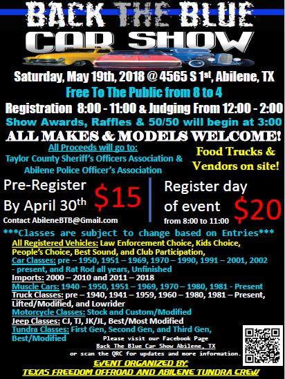 Jeep Wrangler JL Back the Blue Event in Abilene, May 19th BTB
