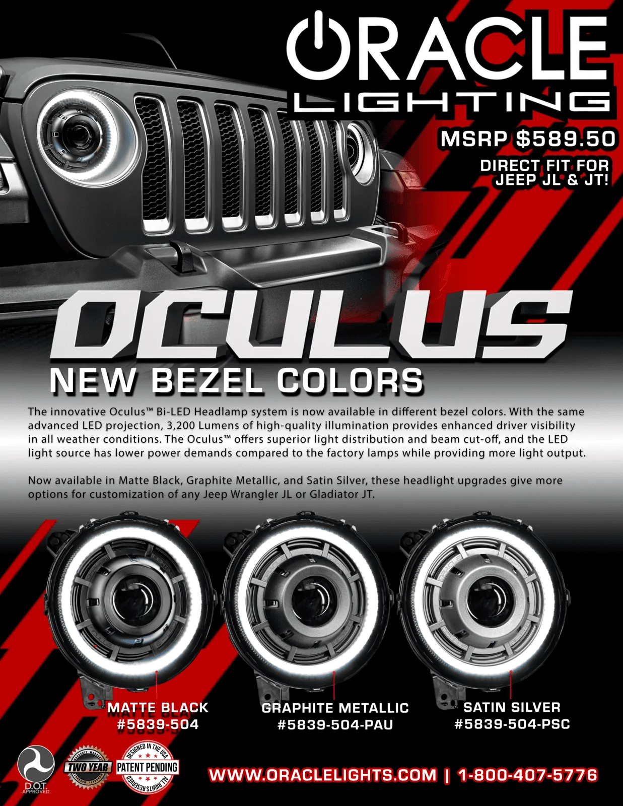 Jeep Wrangler JL NEW Oracle Lighting Oculus Bezel Colors! Oculus
