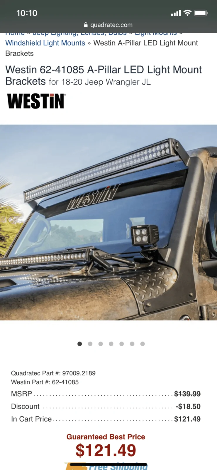 Jeep Wrangler JL Wts 50 inch 2 pod light mount D648233A-3EF5-4AD8-AC6B-C8CE8870C790