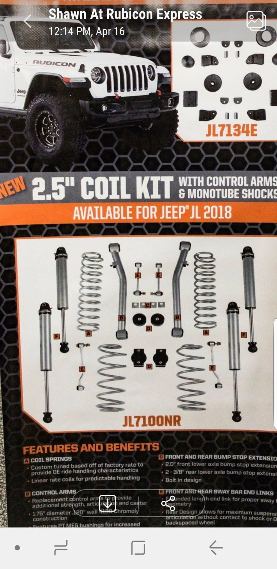 Jeep Wrangler JL New Rubicon Express 2" Budget Boost Screenshot_20180416-121532_Messages