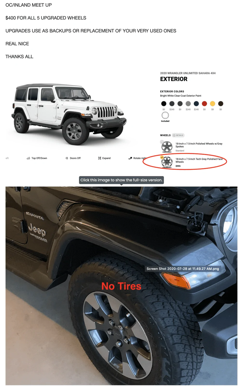Jeep Wrangler JL JEEP JL 5 TAKE OFF WHEELS/RIMS UPGRADES $400 Screen Shot 2020-08-27 at 5.33.26 AM