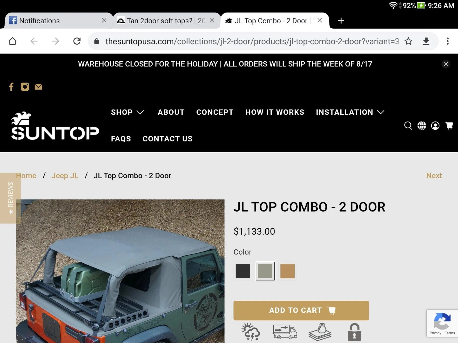 Jeep Wrangler JL Tan 2door soft tops? Screenshot_20200829-092610