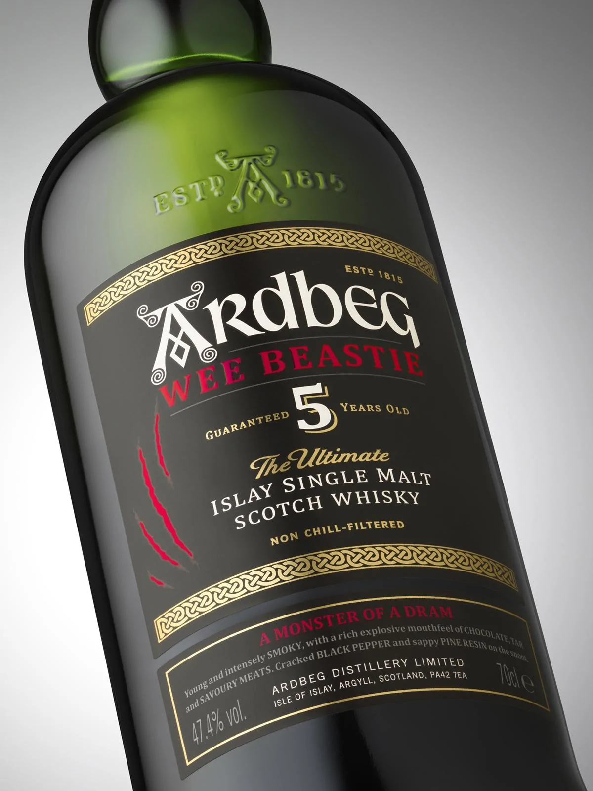 Jeep Wrangler JL Building the Wee Beastie 005 Ardbeg Wee Beastie bottle angle-Grey 1200x1600px
