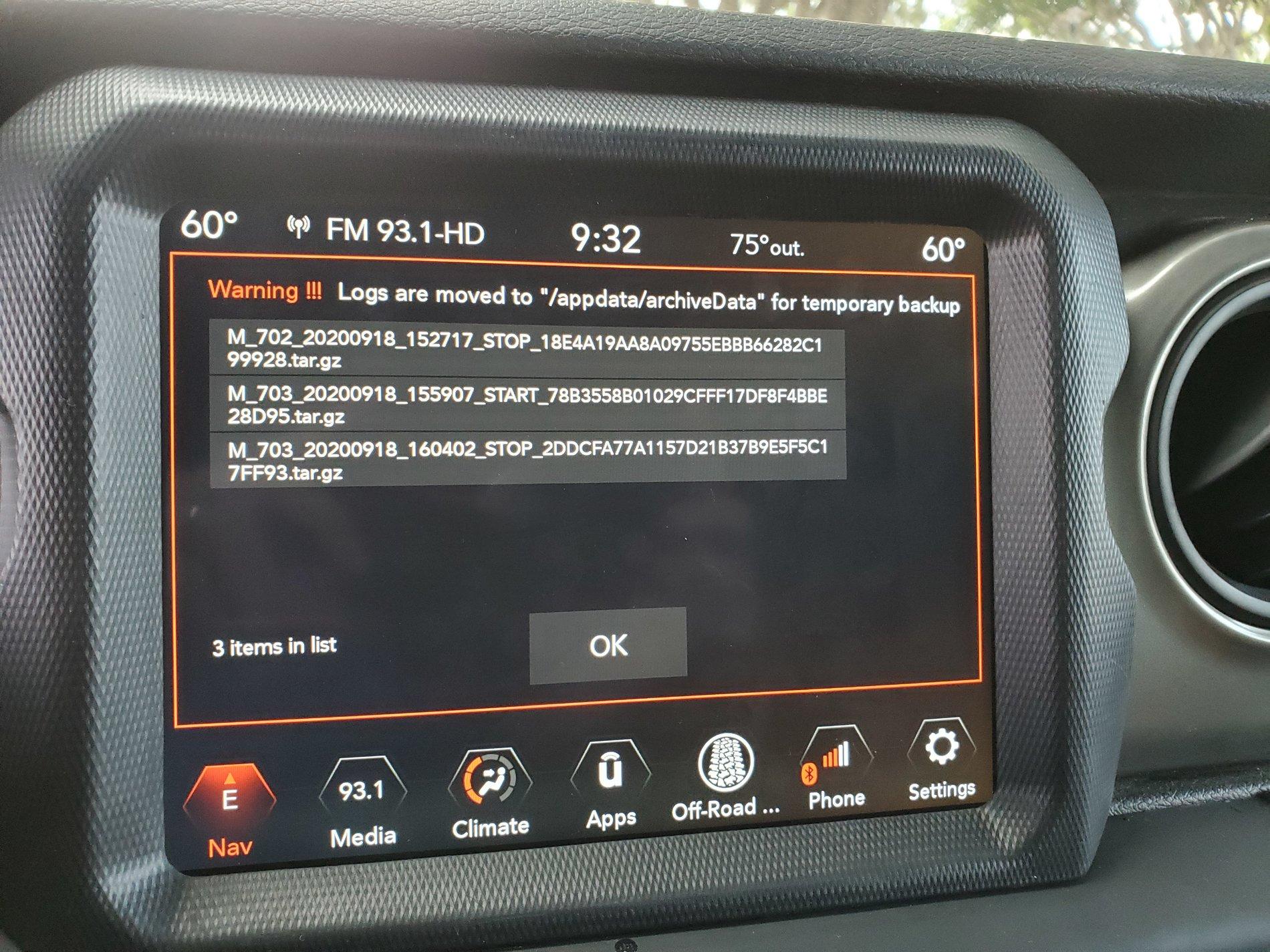 Jeep Wrangler JL WILL JSCAN RESET UCONNECT BACK TO FACTORY DEFAULT 20200918_093202