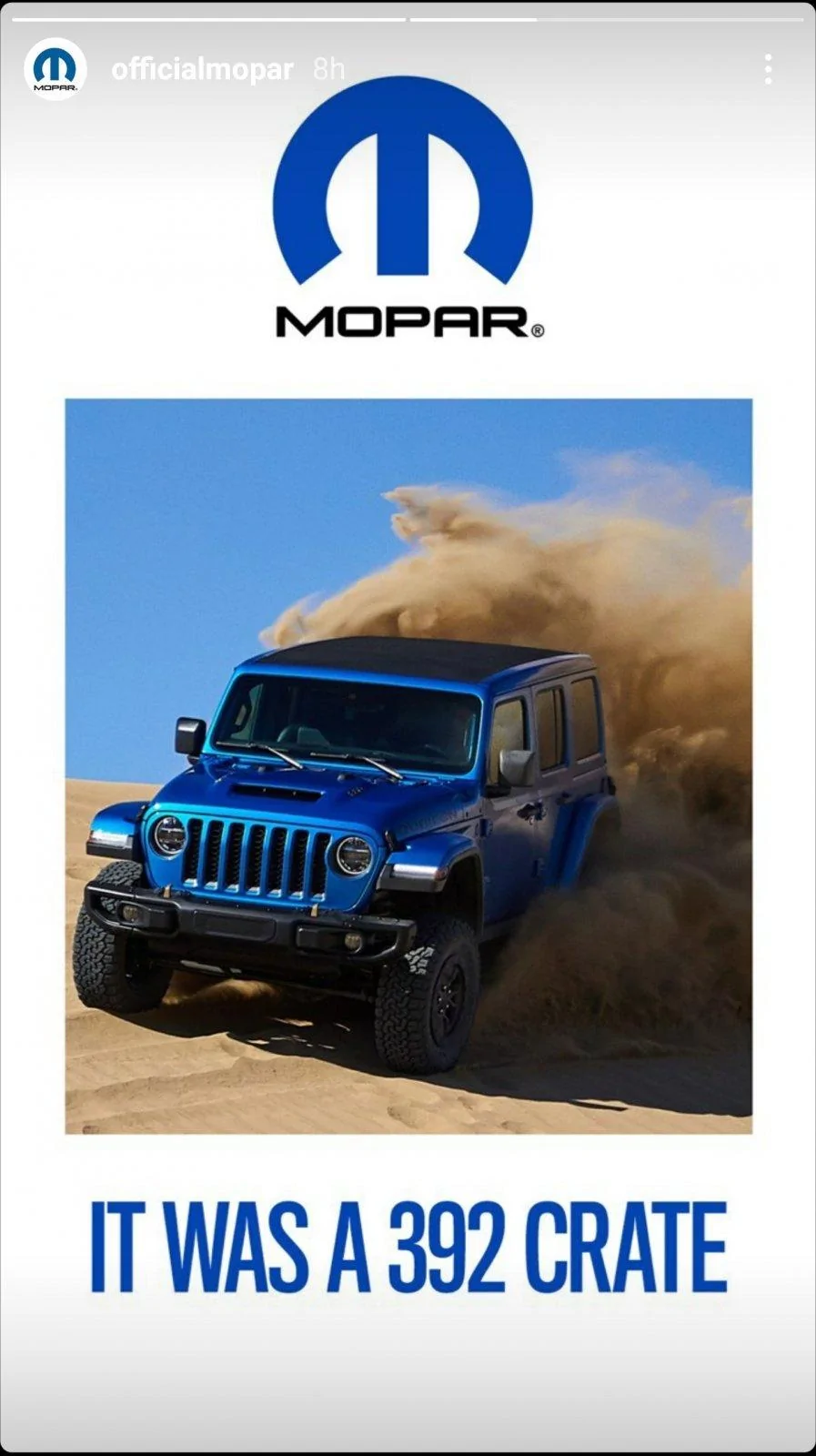 Jeep Wrangler JL 392 Hemi V8 Wrangler Hinted by MOPAR? Screenshot_20201109-173136_Instagram