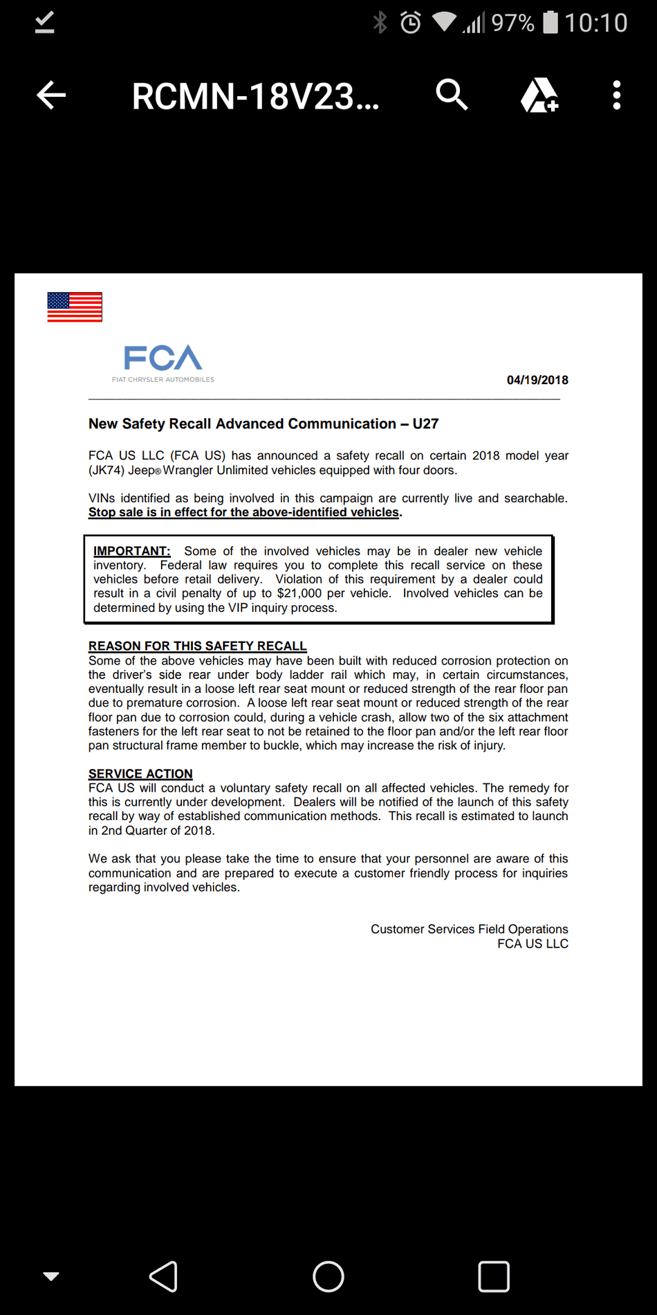 Jeep Wrangler JL 2018 JK recall for frame rust! Screenshot_2018-05-04-10-10-14
