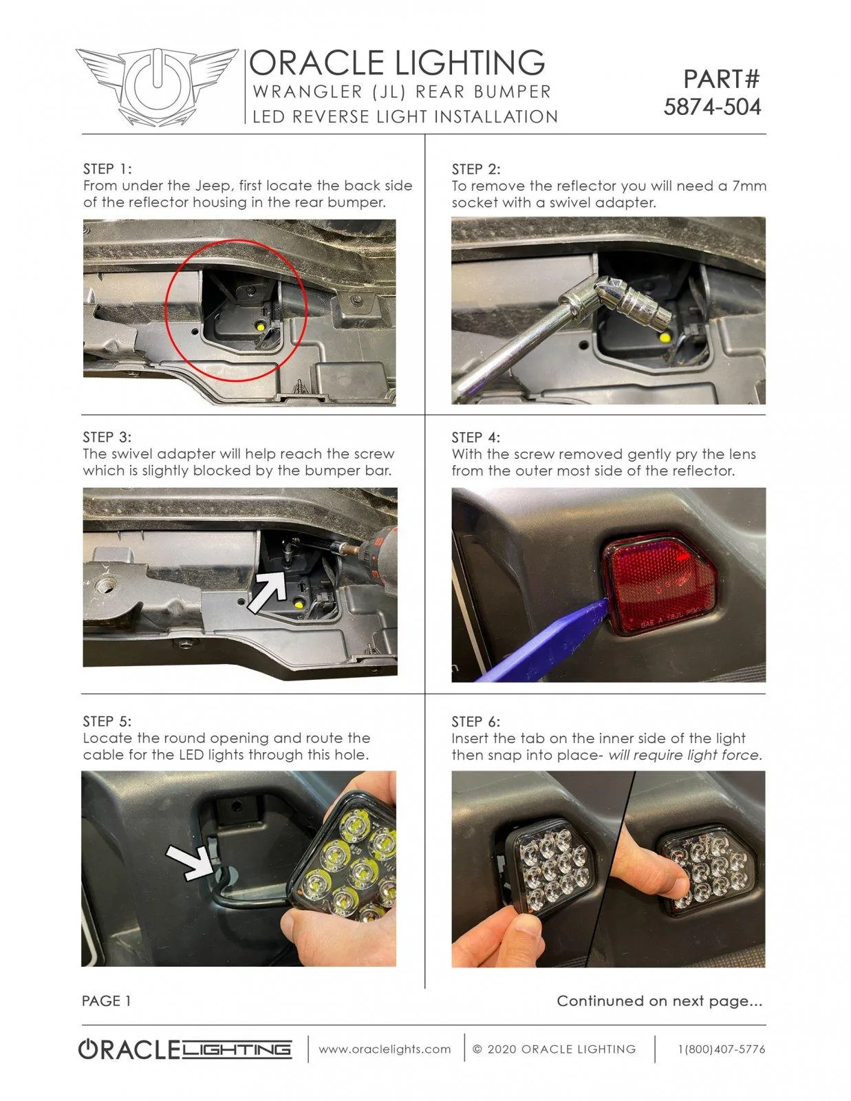 Jeep Wrangler JL Rear Bumper Integrated LED Reverse Lights 5874_Instruction_1