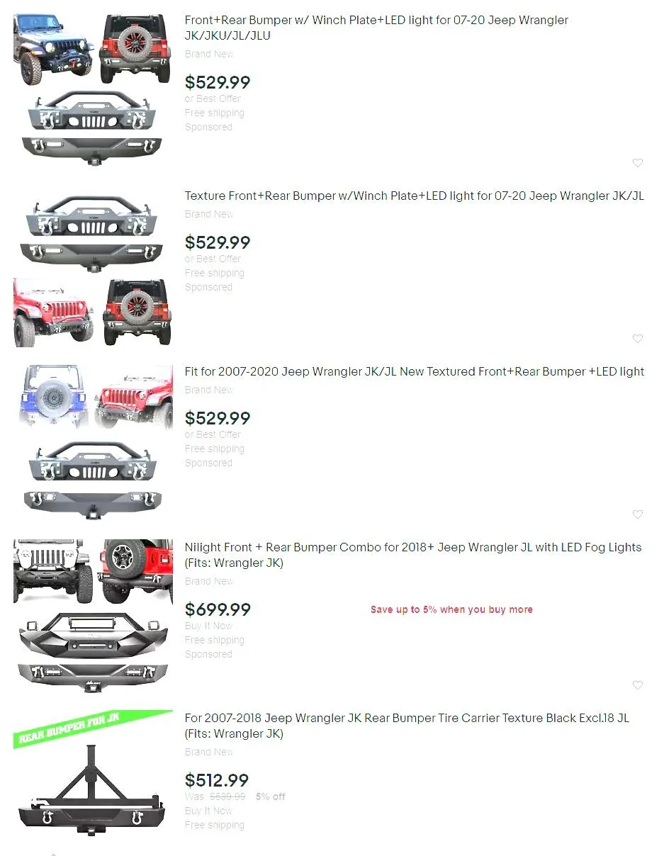 Jeep Wrangler JL JK Bumper on a JL? Ebay Bumpers 1