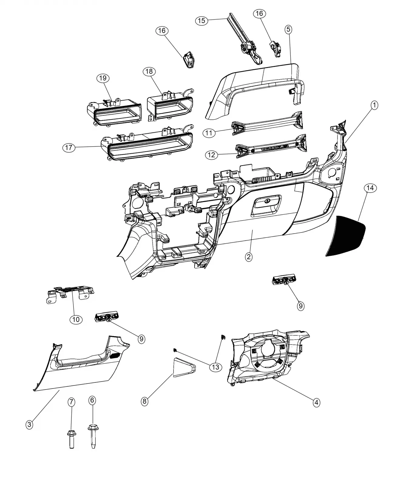 Jeep Wrangler JL Dash padded part identification 1609624336769