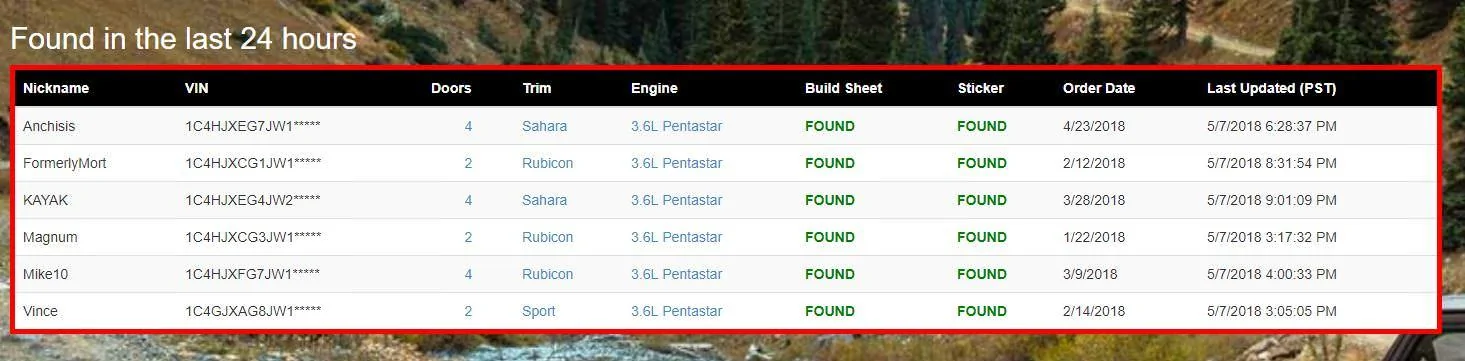 Jeep Wrangler JL Automatic Sticker and Build Sheet tracking t6zdSZA