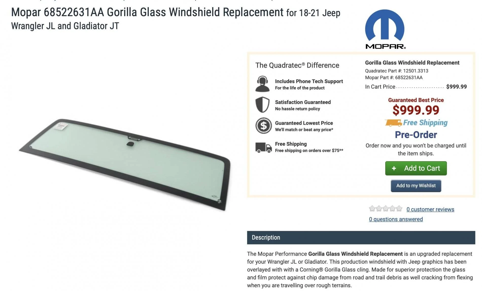 Jeep Wrangler JL So it is Finally Here: Mopar Gorilla Glass Windshield replacement for JL JLU! Jeep JL JLU Gorilla Glass Windshield Replacement Mopar